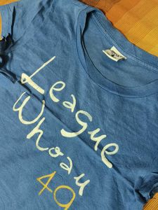 Women Blue Graphic Print Cotton Tshirt