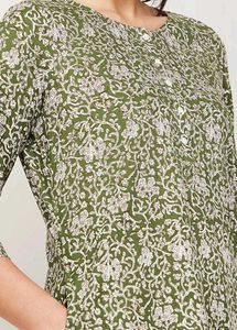 Green Floral Print Kurti
