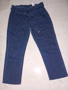 Paper Bag Waist Denim Pants