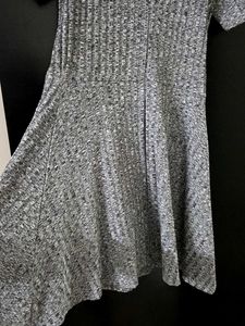 Gray Ribbed Knit Dress