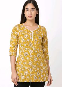 Embroidered White Kurta Plus Printed Kurt