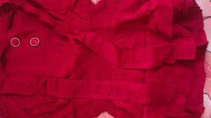 Red Ruffled Peplum Blouse