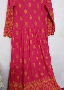 Pink &amp; Gold Anarkali Dress