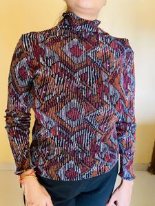 Patterned Turtleneck Top