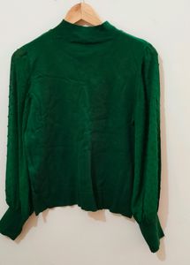 Green Regular Sleeves Woolen Top
