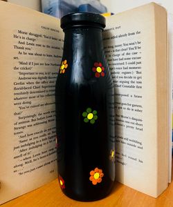 ✨ Hand-Painted Floral Glass Bottle Art