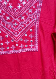 Red Embroidered Kurta