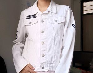 White Solid Denim Jacket