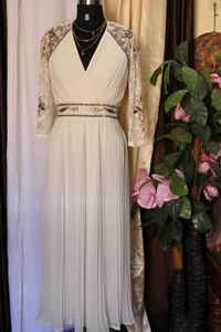 Pleated Beaded Lace Bridal Dress
