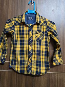 Yellow & Navy Plaid Button Down