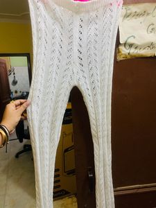 White Trendy Crochet Pants