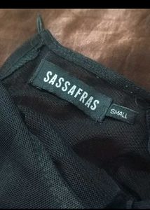 Sassafras Black Floral Embroidered Dress