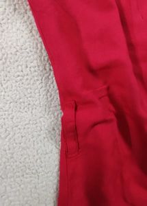 Red Collared Button-Down Top