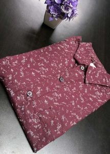 Patterned Burgundy Long-Sleeve Shirt