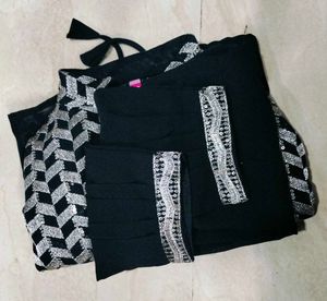 Party Wear Black & Silver Embellished  Beby Outfit