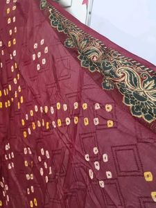 Rajsthani Bandhani Duppta With Embroidery Borders