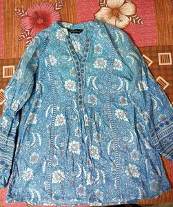 Floral Print Blue Top