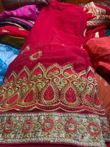 Red Embroidered Saree
