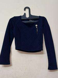 Navy Blue Long Sleeve Top