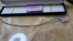 Peora Swarovski Cross Pendant Diamond Necklace