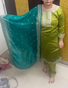 Green Embroidered Kurta Set