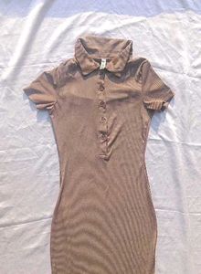 Brand New (Newme) Solid Slit Ribbed Dress