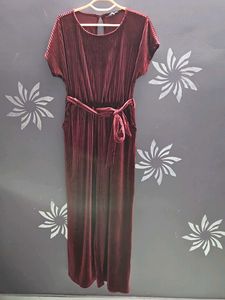 Burgundy Velvet Jumpsuit