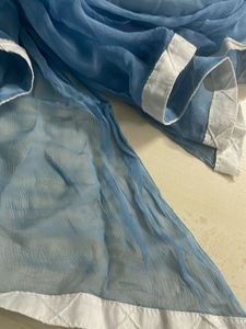 White N Blue Chiffon Big Stole
