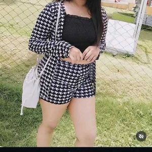 Houndstooth Blazer &amp; Skirt Set