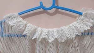 White Crochet Ruffle Poncho