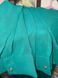 Full Sleeve Green Sheer Button-Down Top/shirt