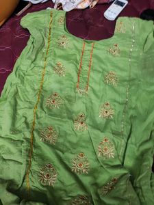 Green Embroidered Kurta
