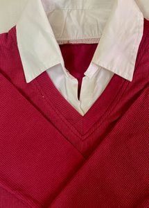 Maroon Long Sleeve Shirt with Collar