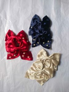 Pearl Satin Bows Pack Of 8 (Color As Available)