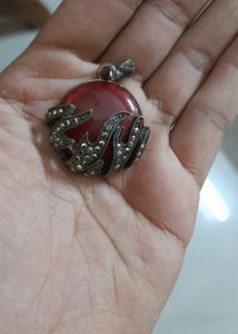 Red &amp; Silver Vintage Pendant