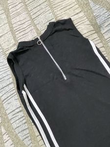 Black Dress with White Stripes