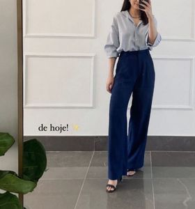 Navy Blue Wide Leg Trousers