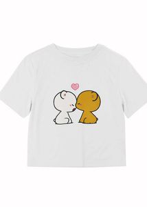 Cute Mocha Bear Graphic Crop Tee