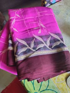 Pink Floral Print Saree
