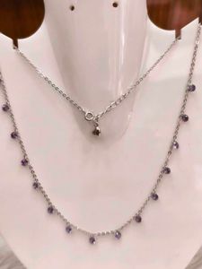 Purple Stone925 Silver Sterling Chain Necklace