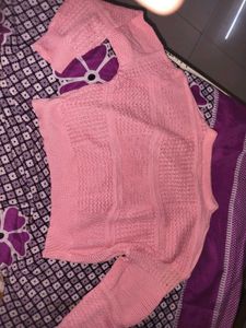 Pink Knit Pullover Sweater