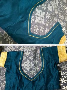 PeacockColour Designer Saree With Blause For Women