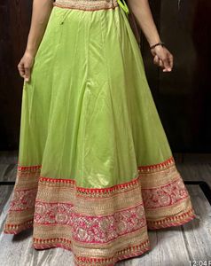 Green Embroidered Lehenga Skirt