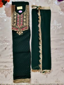 Combo Semi-stitched Suit With Stones Work