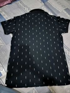 Black Printed polo T-Shirt