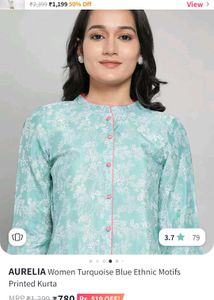 M size Green Printed Kurta