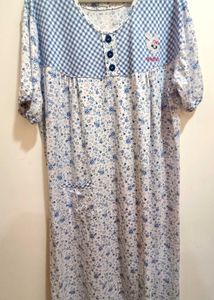 Blue Floral long t-shirt night gown