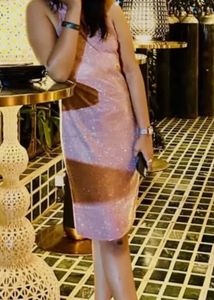 Shimmery Rose Pink Bodycon Glitter Dress