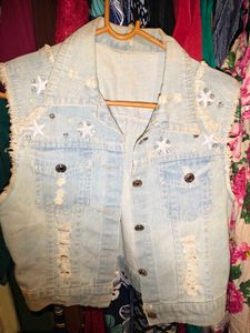 Chest Size 32-36 inches Distressed Denim Vest