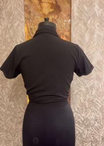 Black Tie-Front Top